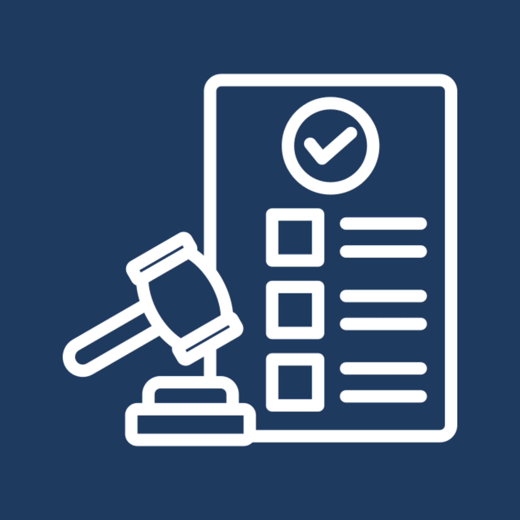 Gavel and checklist icon