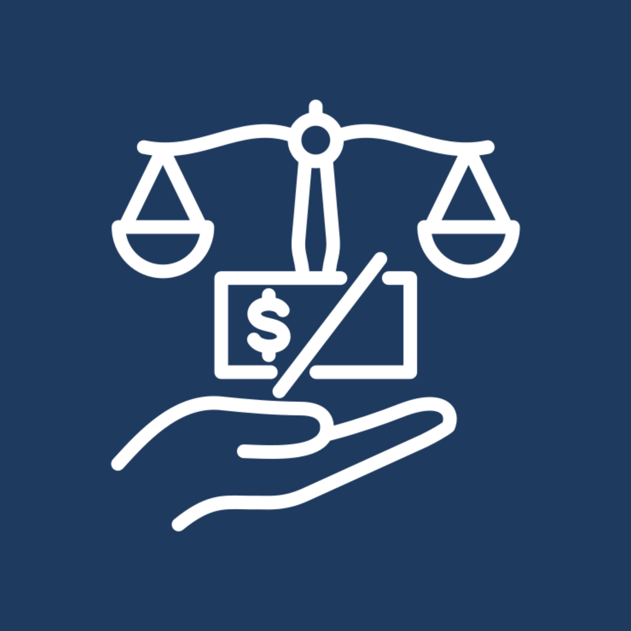 Financial justice balance symbol