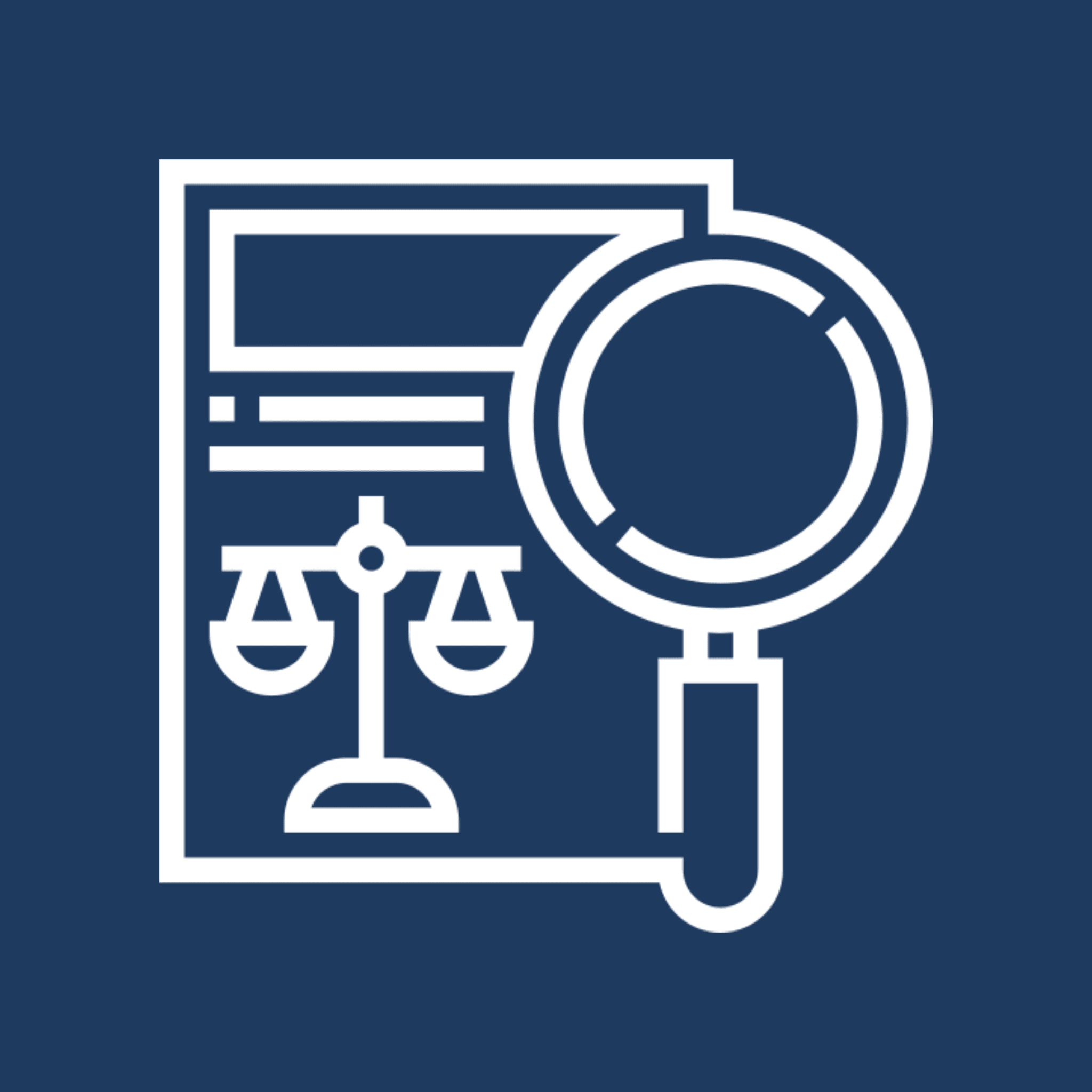 Legal document and magnifying glass icon