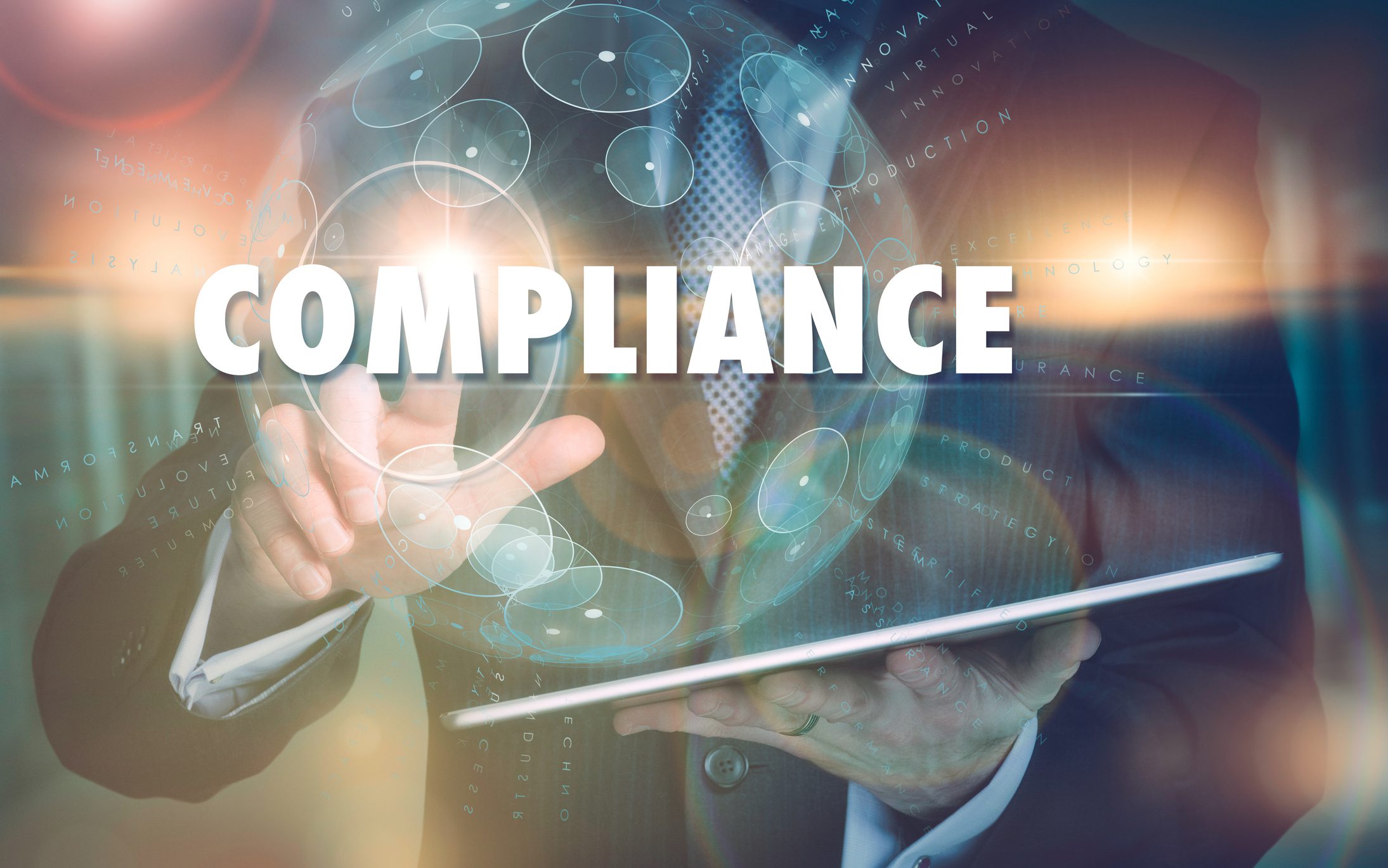 Businessman touching compliance concept