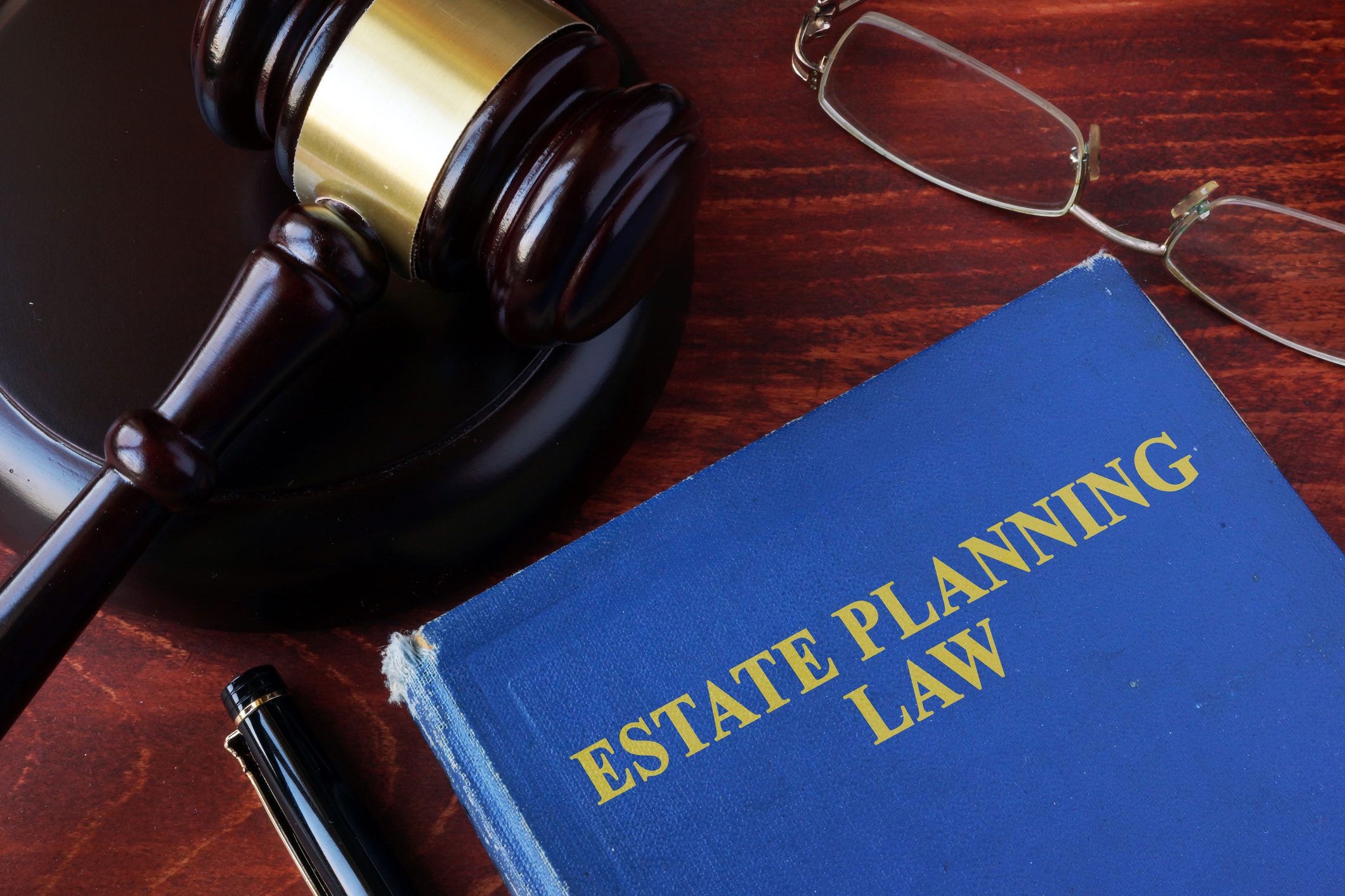 Gavel and estate planning law book